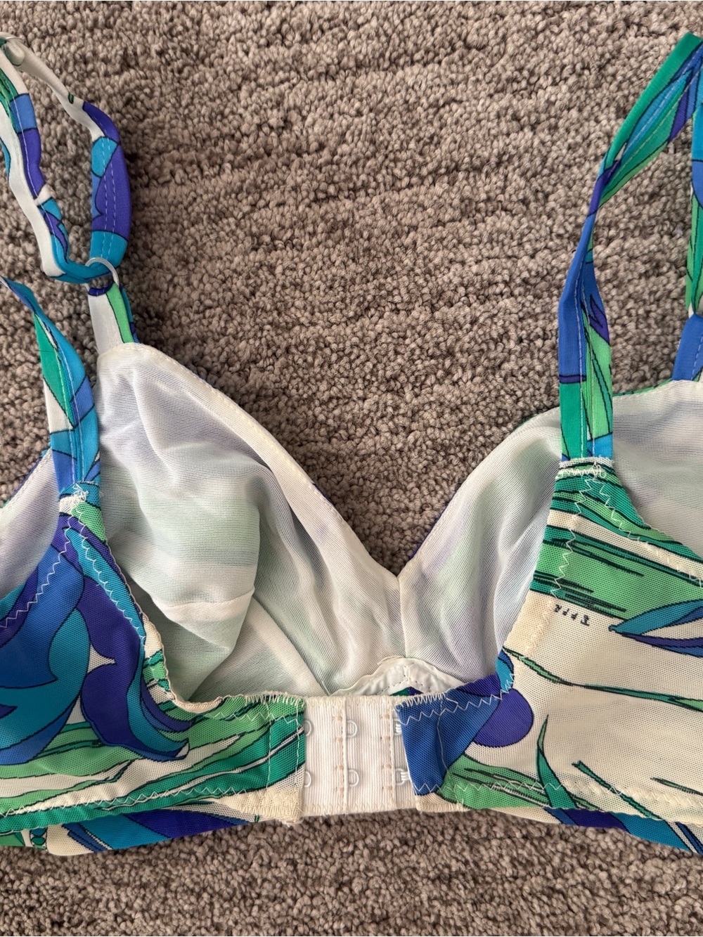 Emilio Pucci Vintage 60s - 70s Tropical Green Blue Purple Wireless Bra 34C - Picture 4 of 9